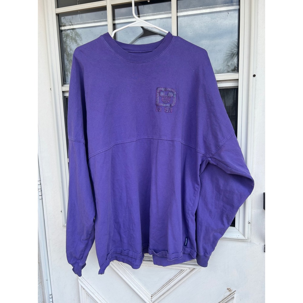Disney Parks Spirit Jersey Walt Disney World Purple Glitter Puff Print Large - Picture 1 of 11